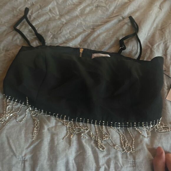 Superdown Irina Crystal Fringe Top in Black - Picture 2 of 2